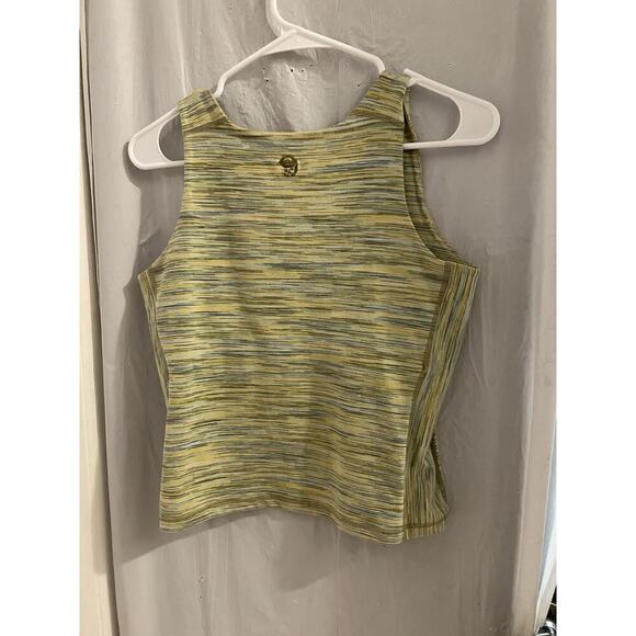 Mountain Hardware Yellow Blue Tank Crop Top With Shelf Bra Sz M - Picture 4 of 5